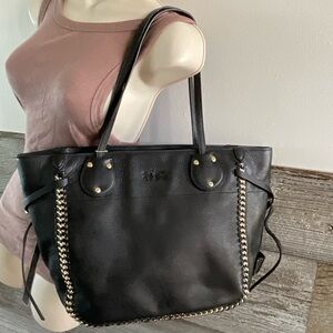 Coach Leather Tatum Tote With Whiplash and Chain Detail Purse Bag